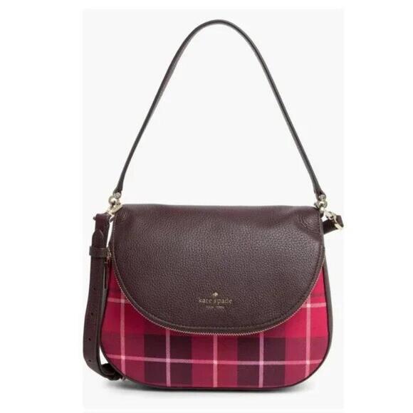 Kate Spade Leila Plaid‎ Medium Flap Shoulder Bag - NWOT (New) - Picture 3 of 9